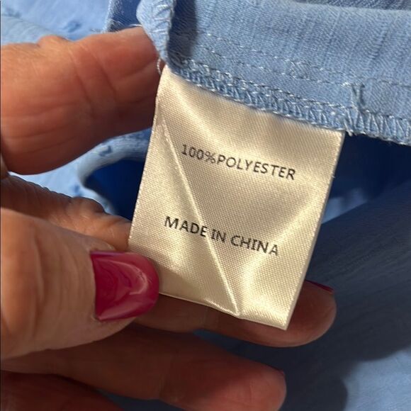 By Blue Embellished Blouse with Romantic Puff Pleated Sleeves & notched collar - Picture 8 of 8